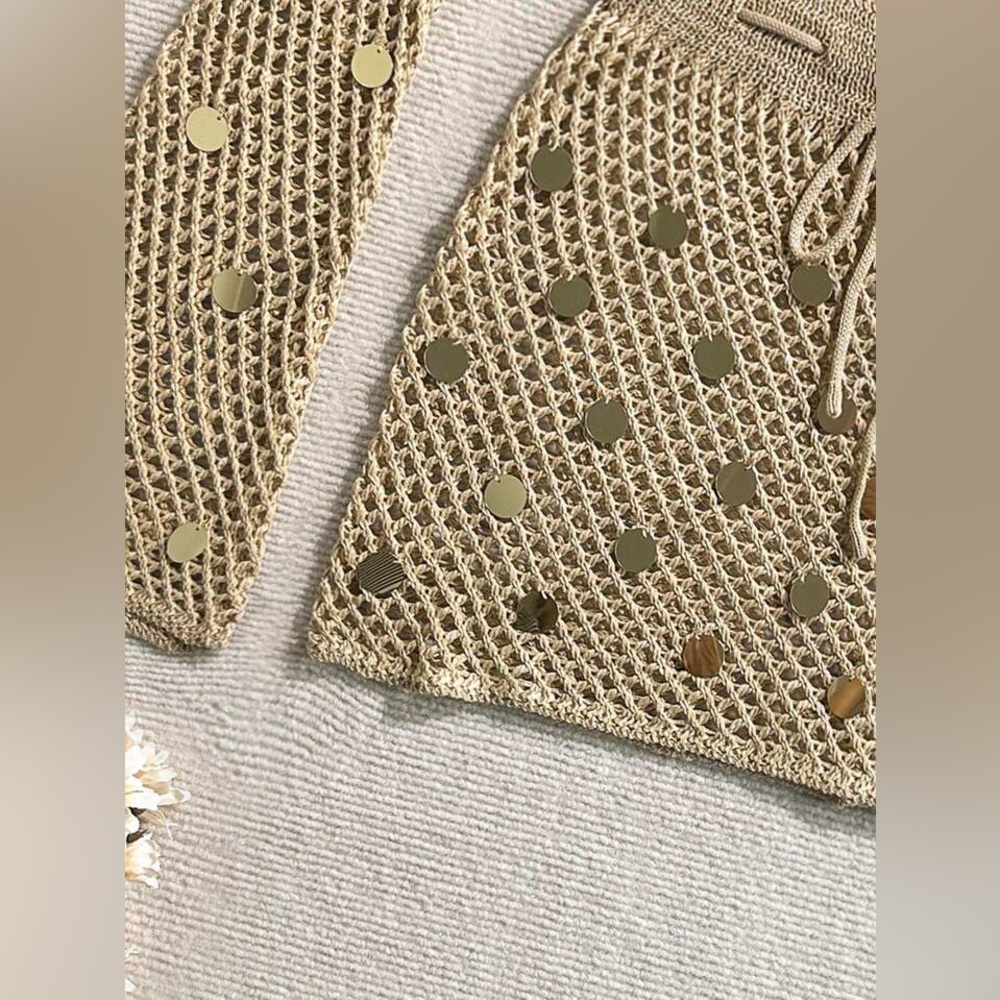 SHEIN Gold Knit Mini Skirt Set - Picture 3 of 7